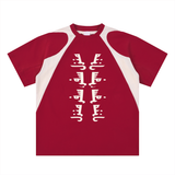 red and white  T-shirt with an islamic quote 